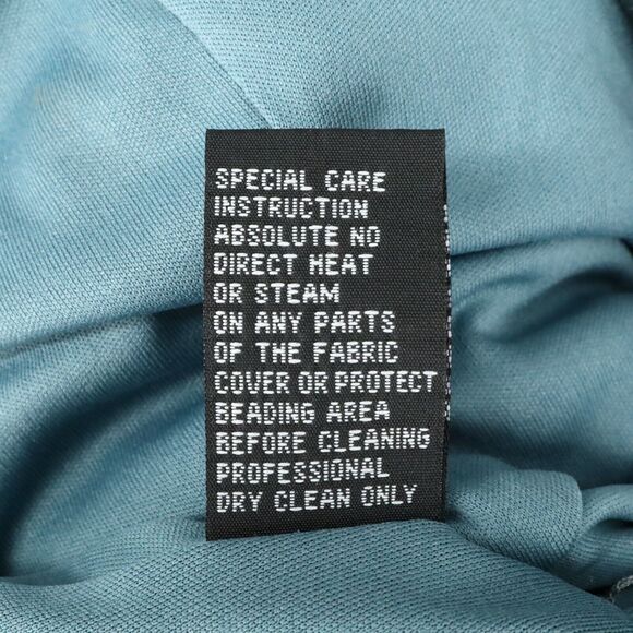 KM Collections Milla Bell Dress Gown Womens 6 Gray Green Chiffon Rhinestones - Picture 9 of 13